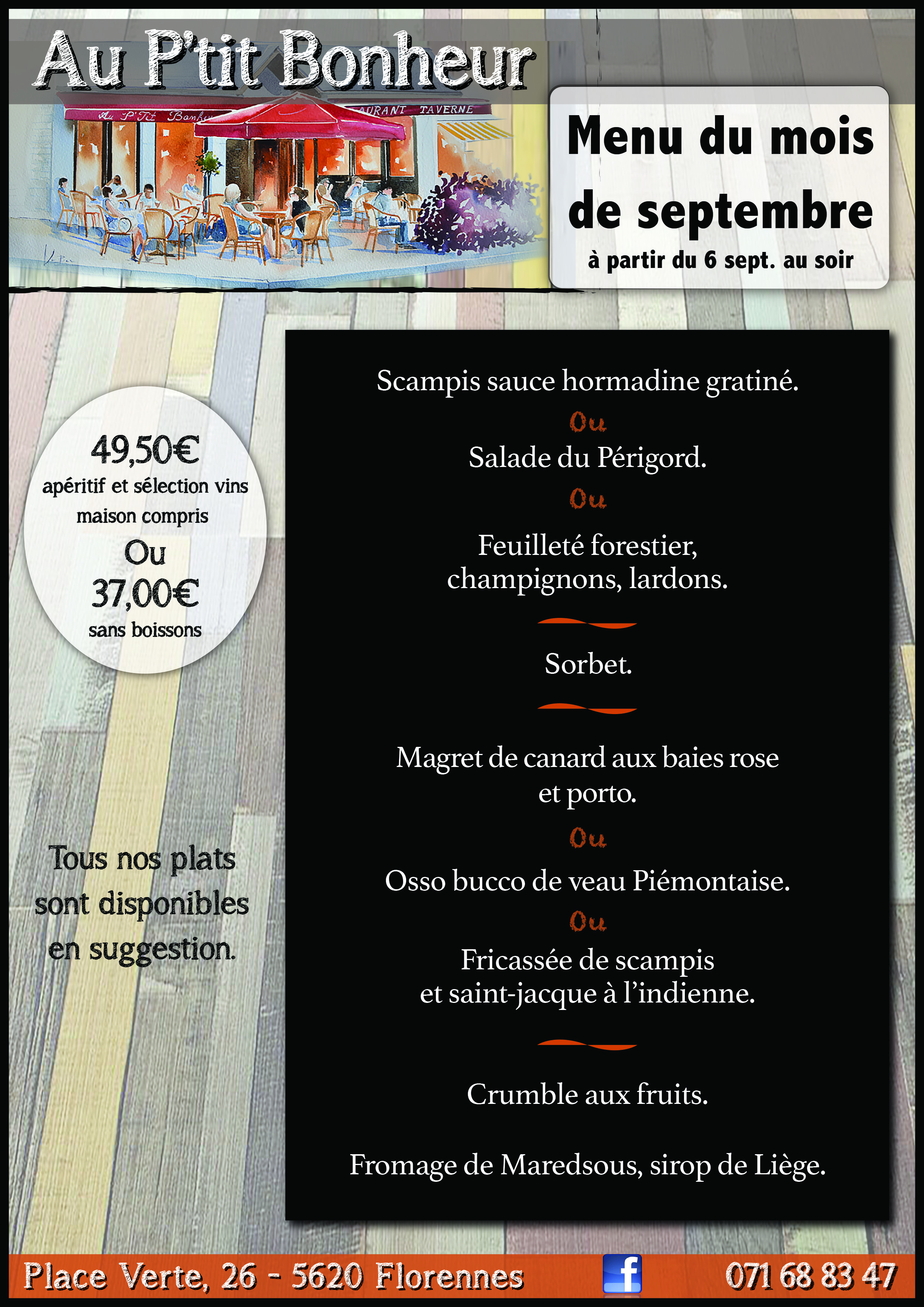 Au bois dorée menus